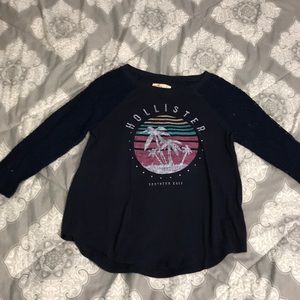 Hollister small 3/4 lace sleeve baseball tee